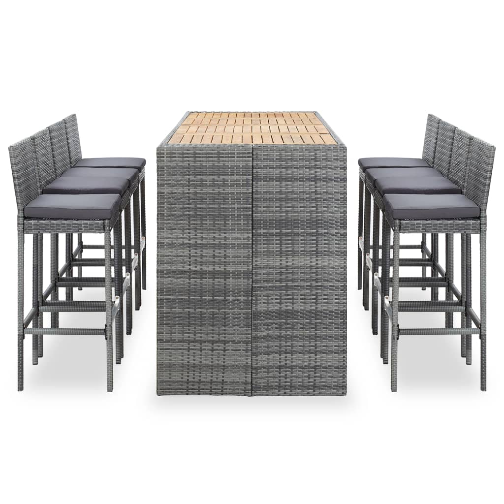 vidaXL 5-piece Garden Bar Set Polyrattan and Acacia Wood Black