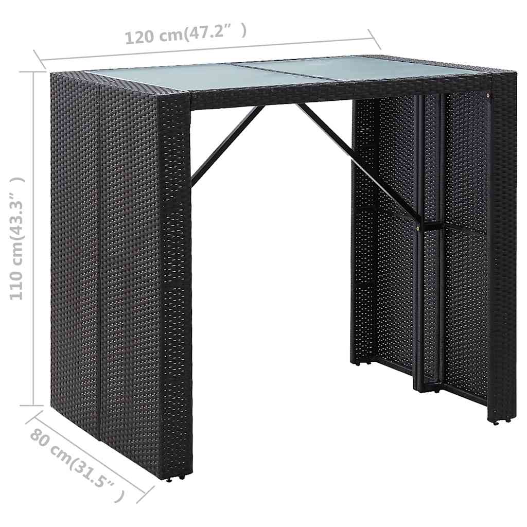 vidaXL 5-delige Tuinbarset poly rattan en glas zwart