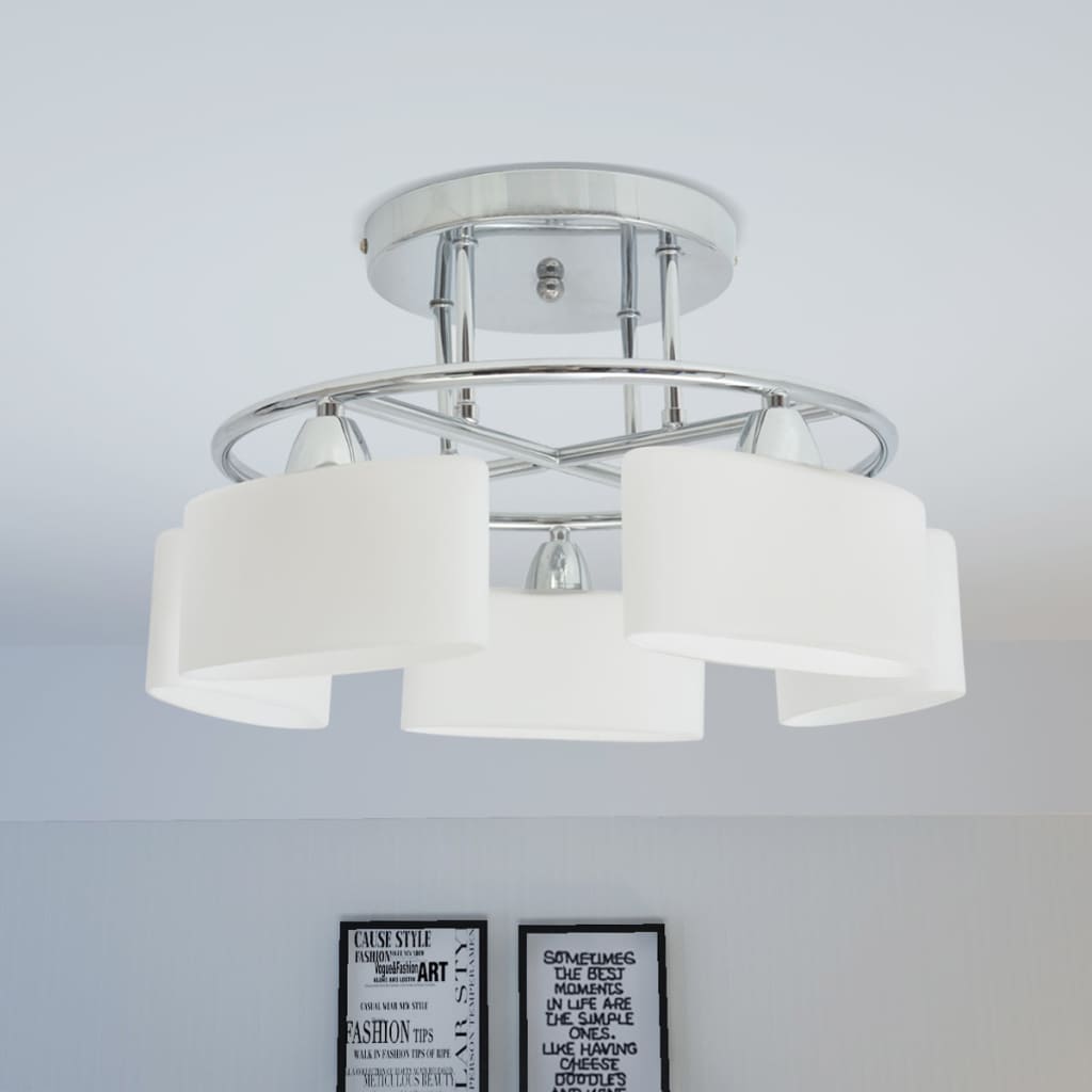 vidaXL Plafondlamp met ellips glazen kapjes (4 x E14)