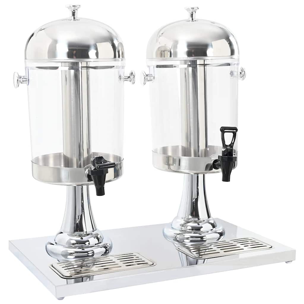 vidaXL Dubbele sapdispenser roestvrij staal 2x8 L
