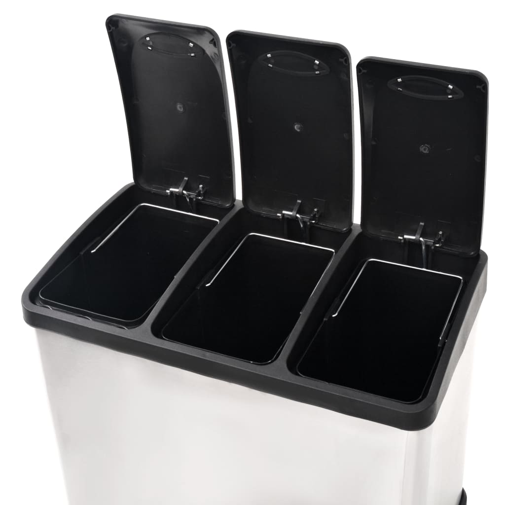 vidaXL Pedaalemmer voor recycling 36 L roestvrij staal
