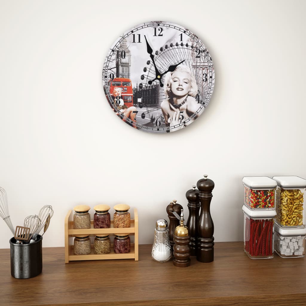 vidaXL Wandklok vintage stijl 60 cm bloemen
