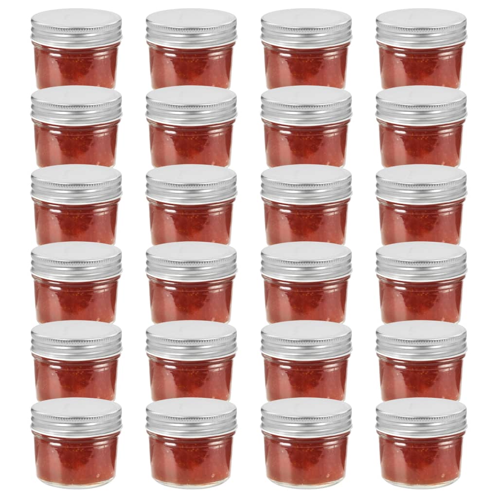vidaXL Jampotten met wit met rode deksels 24 st 110 ml glas