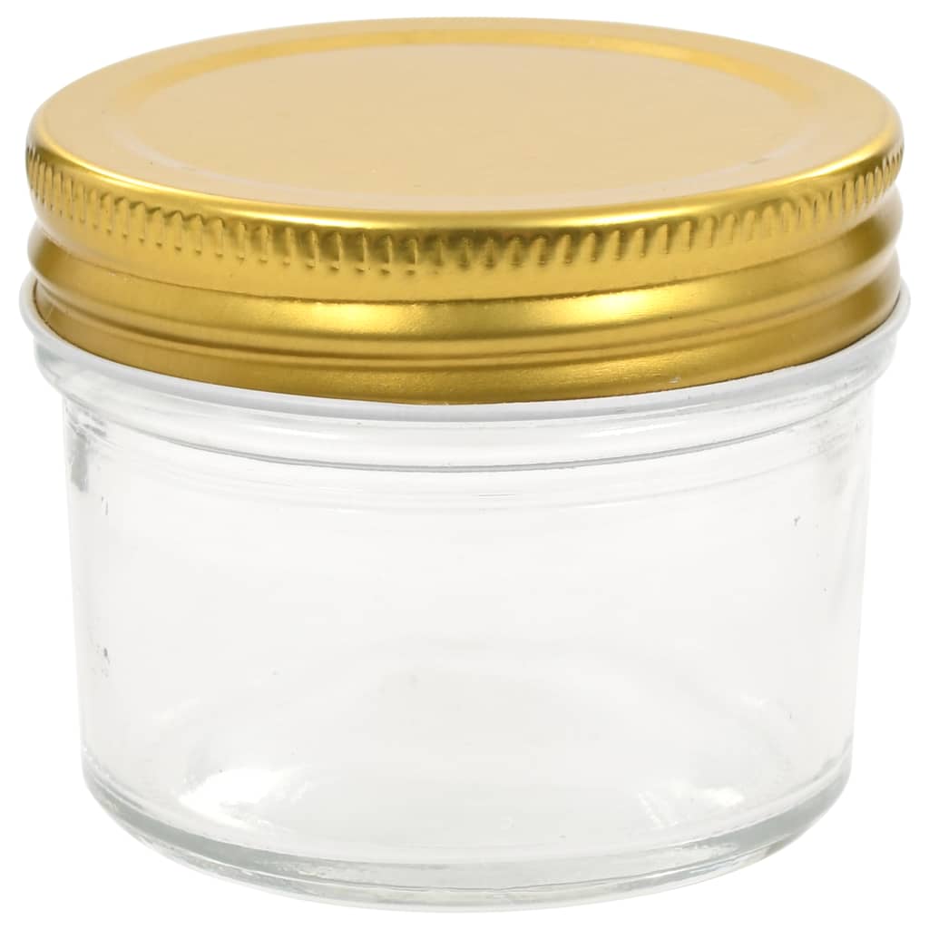 vidaXL Jampotten met wit met rode deksels 24 st 110 ml glas