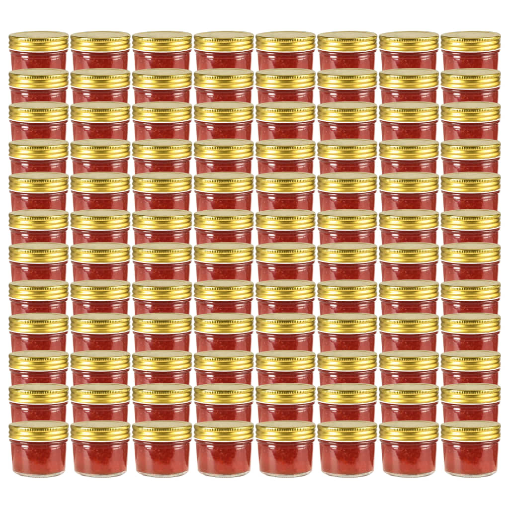 vidaXL Jampotten met wit met rode deksels 24 st 110 ml glas