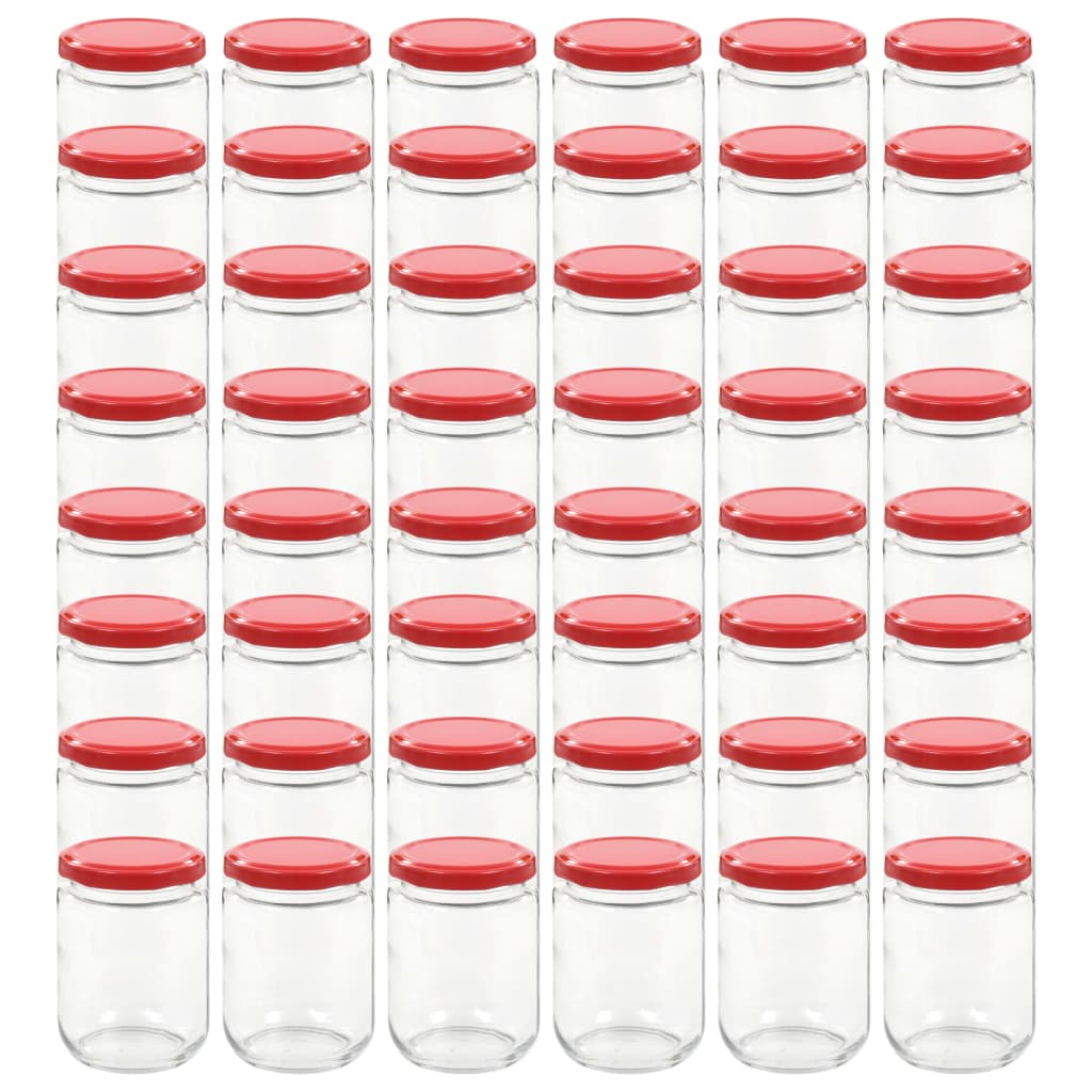 vidaXL Jampotten met wit met rode deksels 48 st 230 ml glas