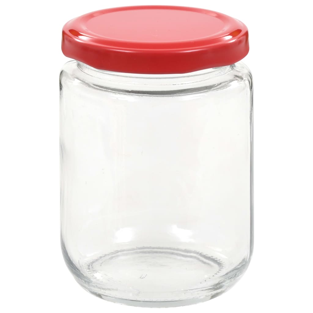 vidaXL Jampotten met wit met rode deksels 48 st 230 ml glas
