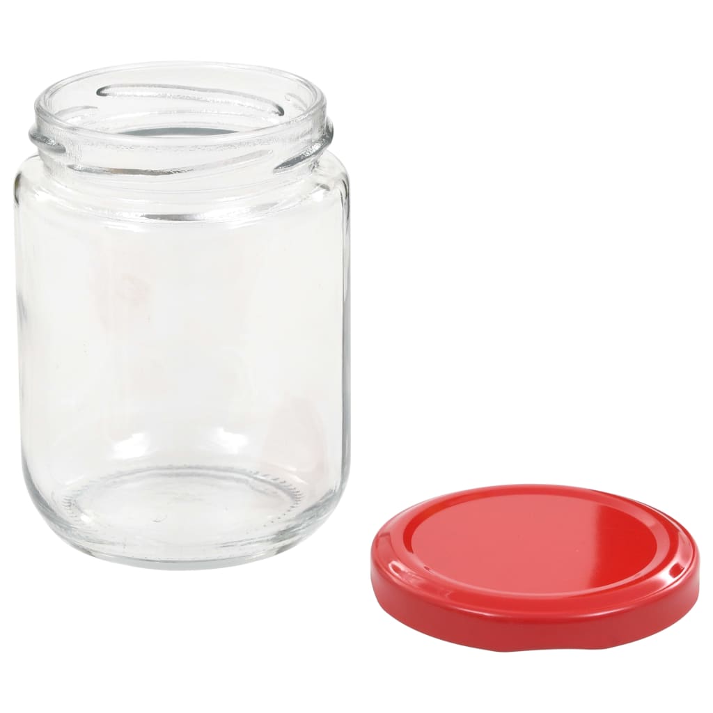 vidaXL Jampotten met wit met rode deksels 48 st 230 ml glas