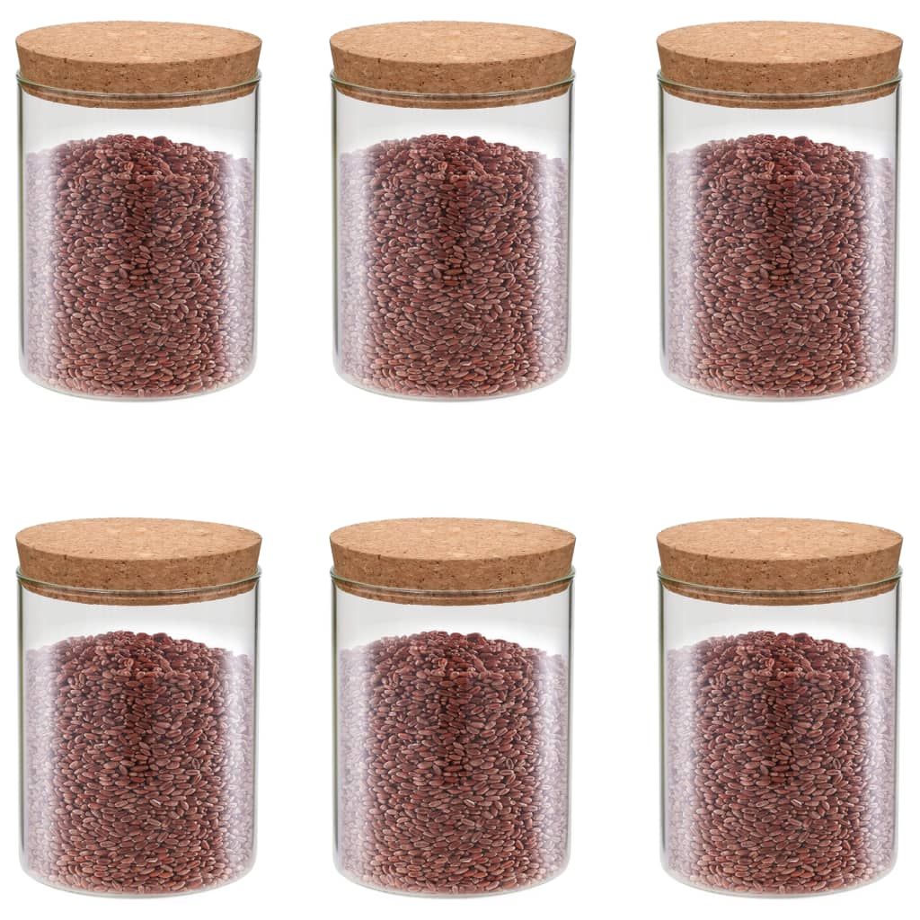 vidaXL Storage Jars with Cork Lid 6 pcs 650 ml Glass