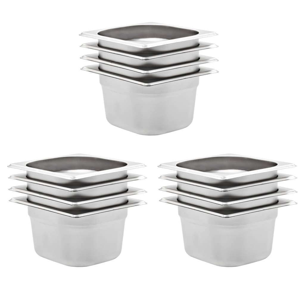 vidaXL Gastronormbakken 12 st GN 1/6 65 mm roestvrij staal