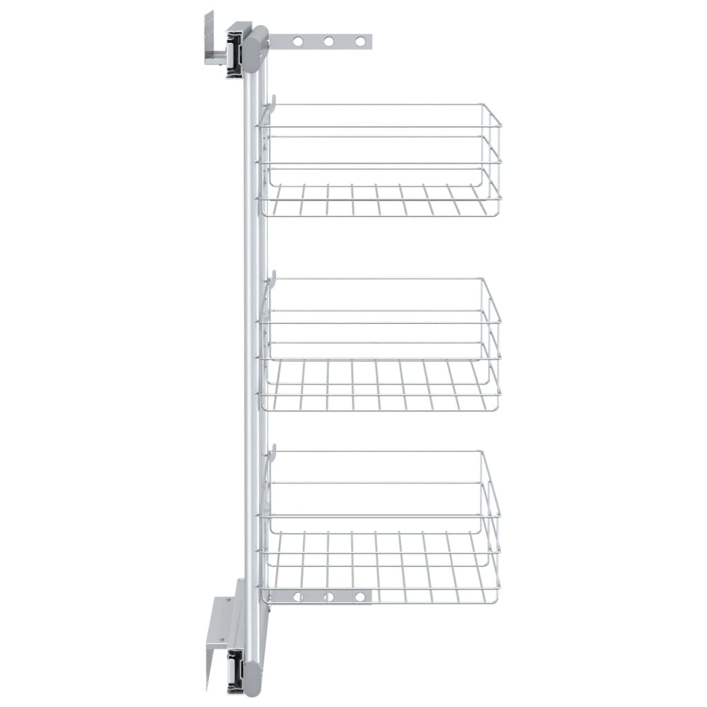 vidaXL Draadmand uittrekbaar 3-laags 47x15,5x55,5 cm zilverkleurig
