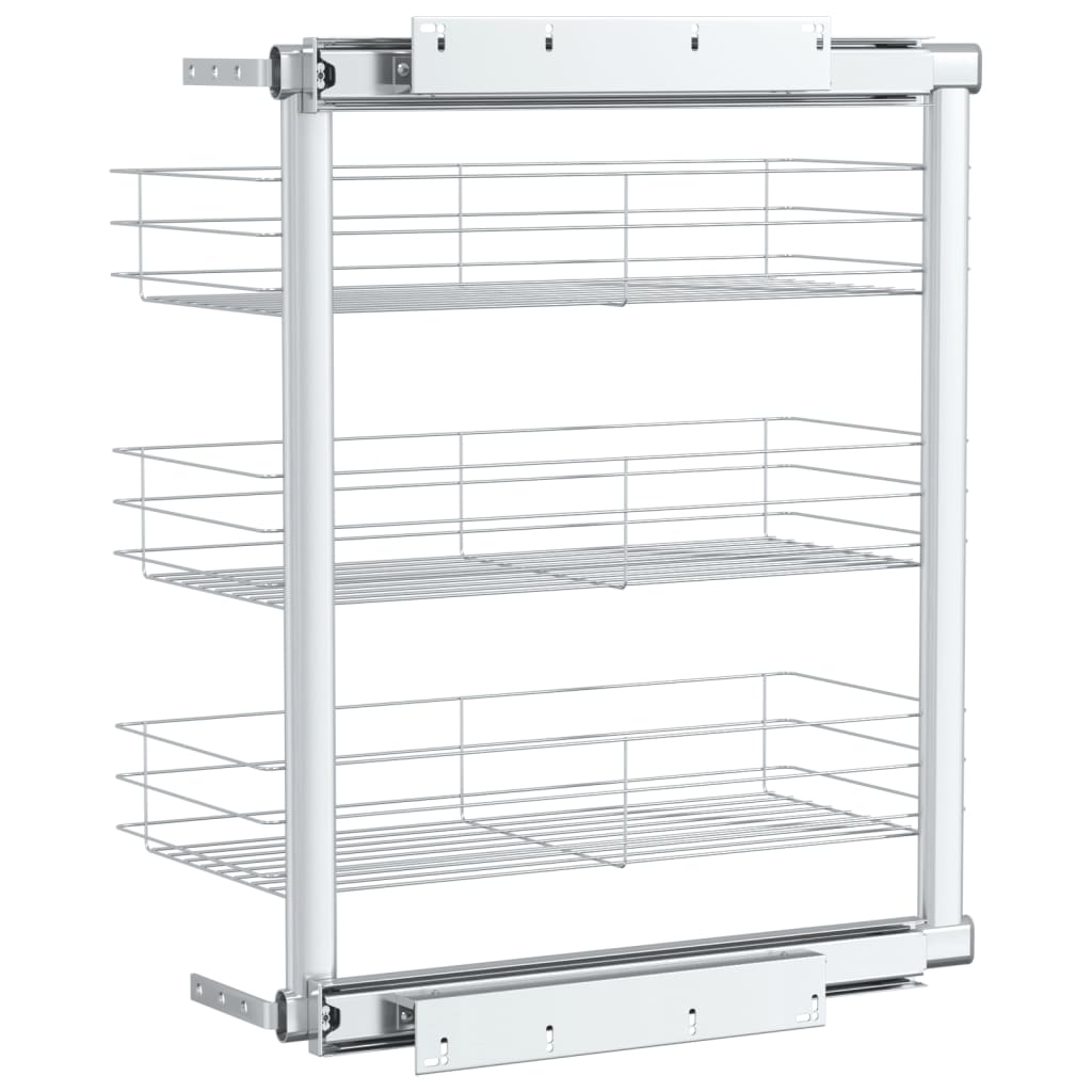vidaXL Draadmand uittrekbaar 3-laags 47x15,5x55,5 cm zilverkleurig