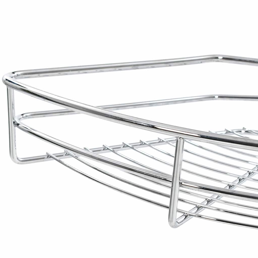 vidaXL Wire Basket Kitchen 2-tier 180 degrees 75x38x80 cm silver-colored