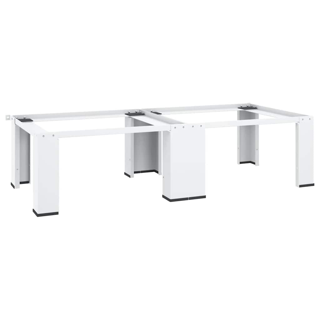 vidaXL Dubbele wasmachine sokkel met uittrekbare planken wit