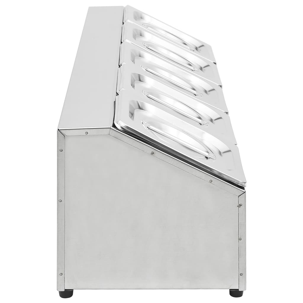 vidaXL Gastronorm Pan Holder with 3 GN 1/6 Pans Stainless Steel