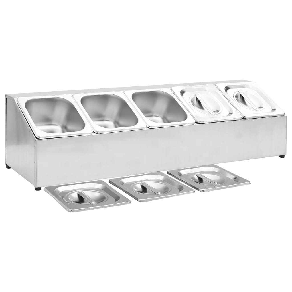 vidaXL Gastronorm Pan Holder with 3 GN 1/6 Pans Stainless Steel