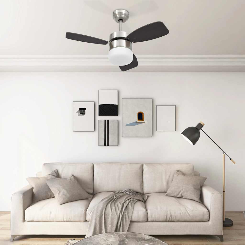 vidaXL Ceiling fan with lamp remote control 108 cm dark brown