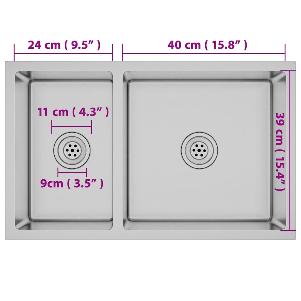 vidaXL Sink stainless steel