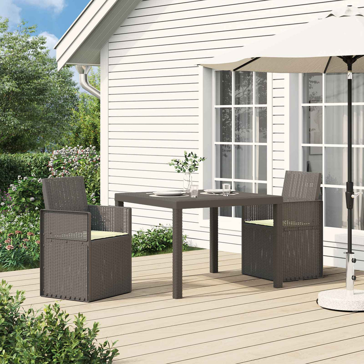 vidaXL Garden Chairs 2 pcs White and Light Grey PP