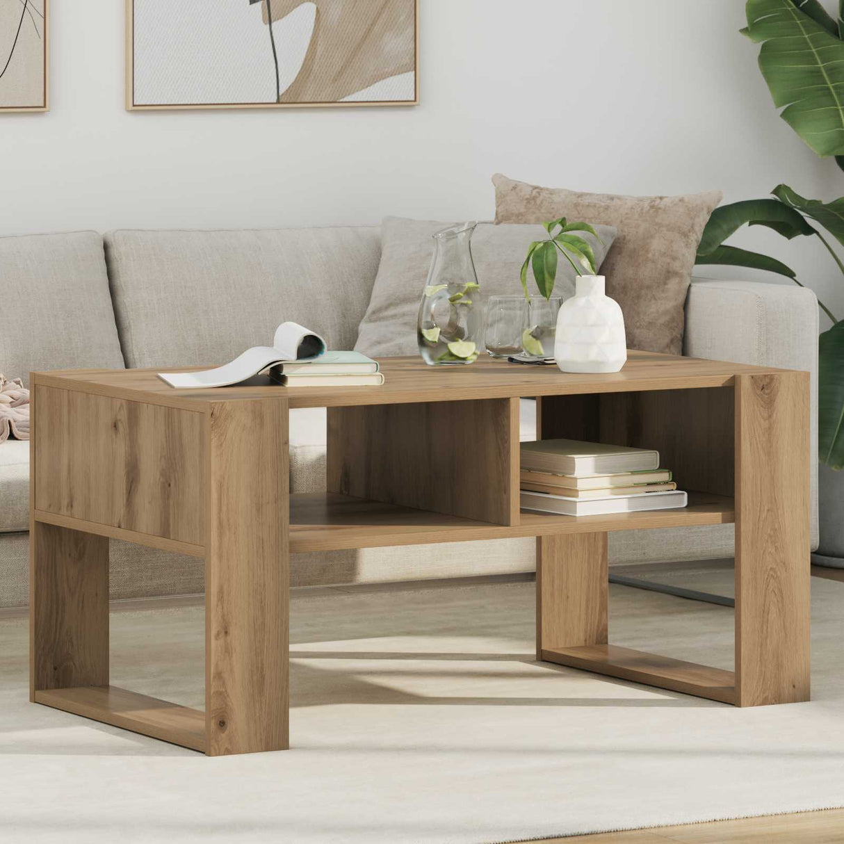 vidaXL Salontafel met opslag Wit 92 x 53 x 45 cm Bewerkt hout
