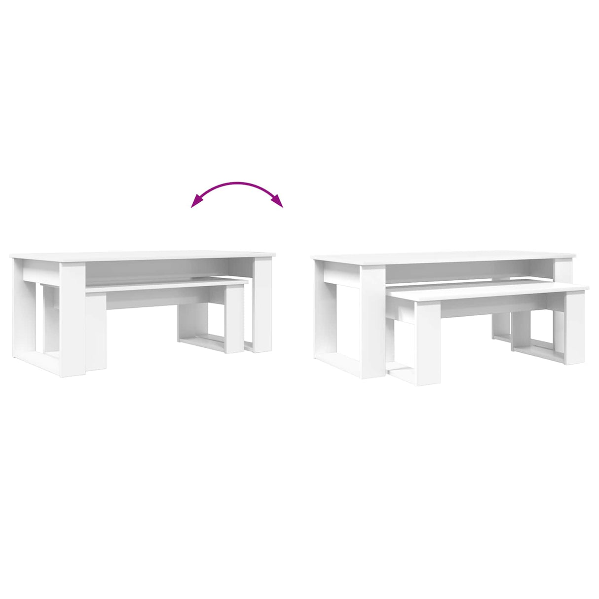 vidaXL Koffietafel Set 2 pcs Wit Bewerkt hout