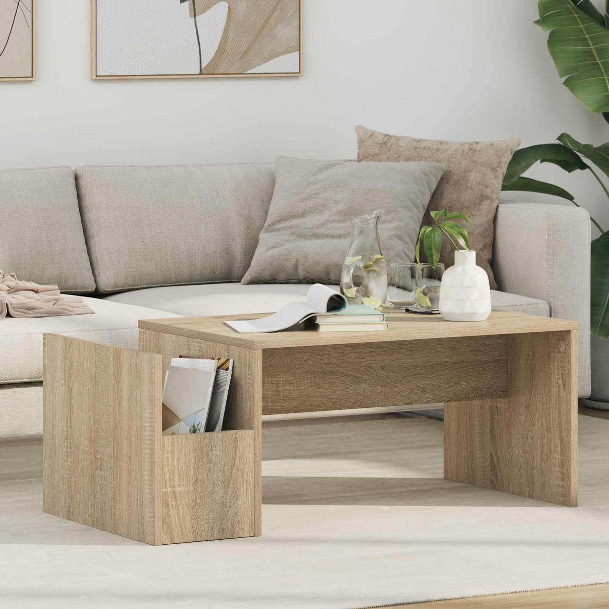 vidaXL Salontafel Wit 90 x 45 x 35 cm Bewerkt hout