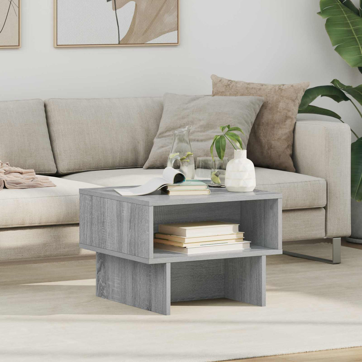 vidaXL Salontafel Wit 80 x 46 x 35 cm Bewerkt hout