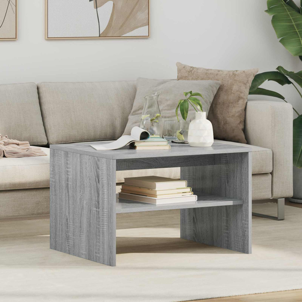 vidaXL Salontafel Wit 60 x 50 x 40 cm Bewerkt hout