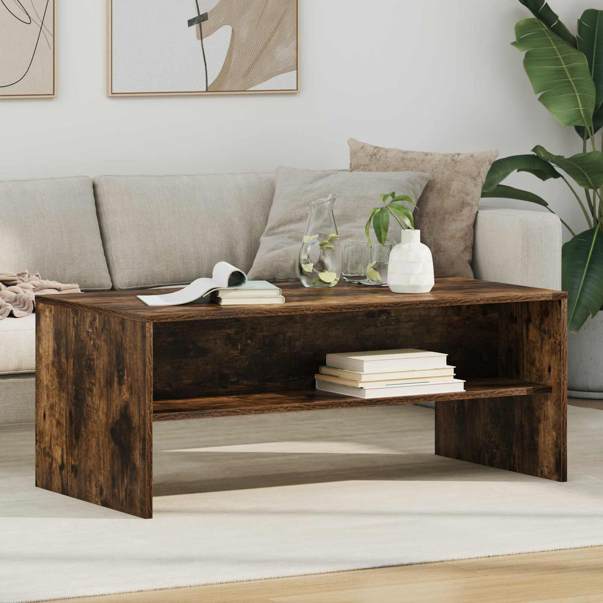 vidaXL Salontafel Wit 60 x 50 x 40 cm Bewerkt hout