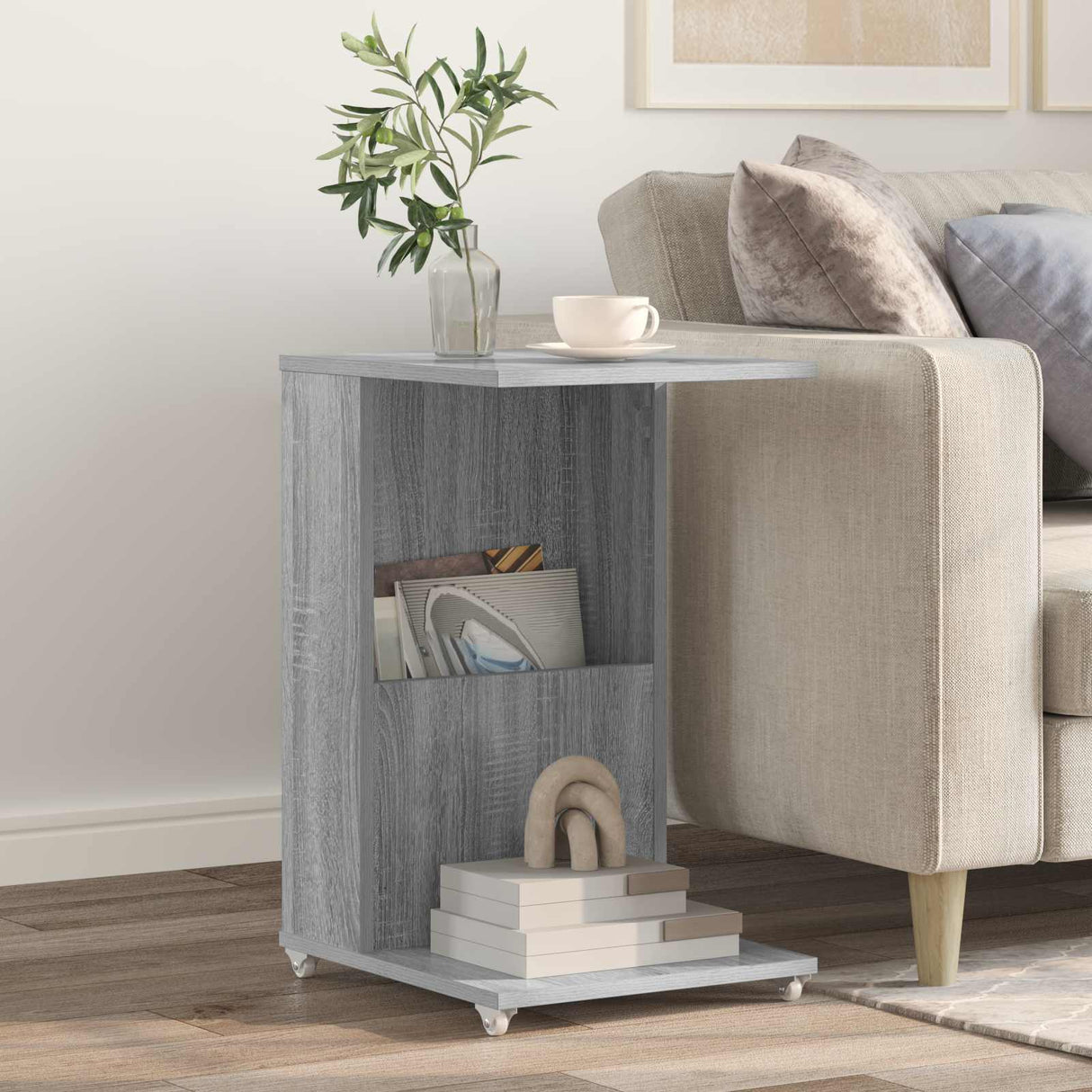 vidaXL Side table with wheel White 40 x 35 x 60 cm Engineered wood