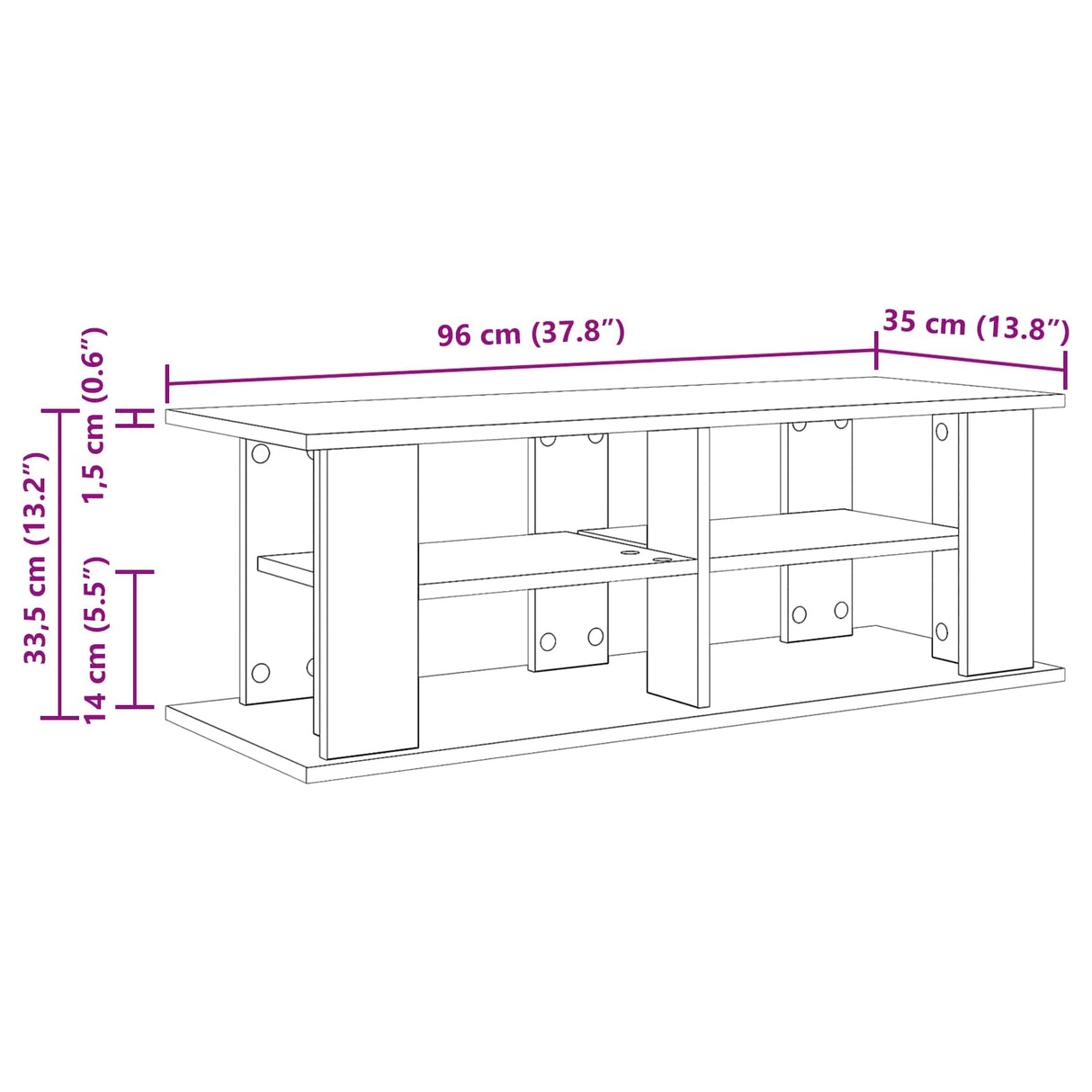 vidaXL TV-stand Zwart Eiken 96 x 35 x 33,5 cm