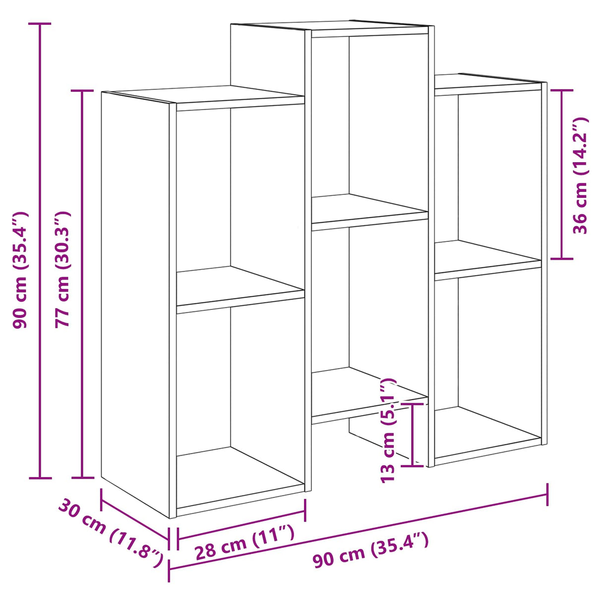 vidaXL Dressoir Wit 90 x 30 x 90 cm
