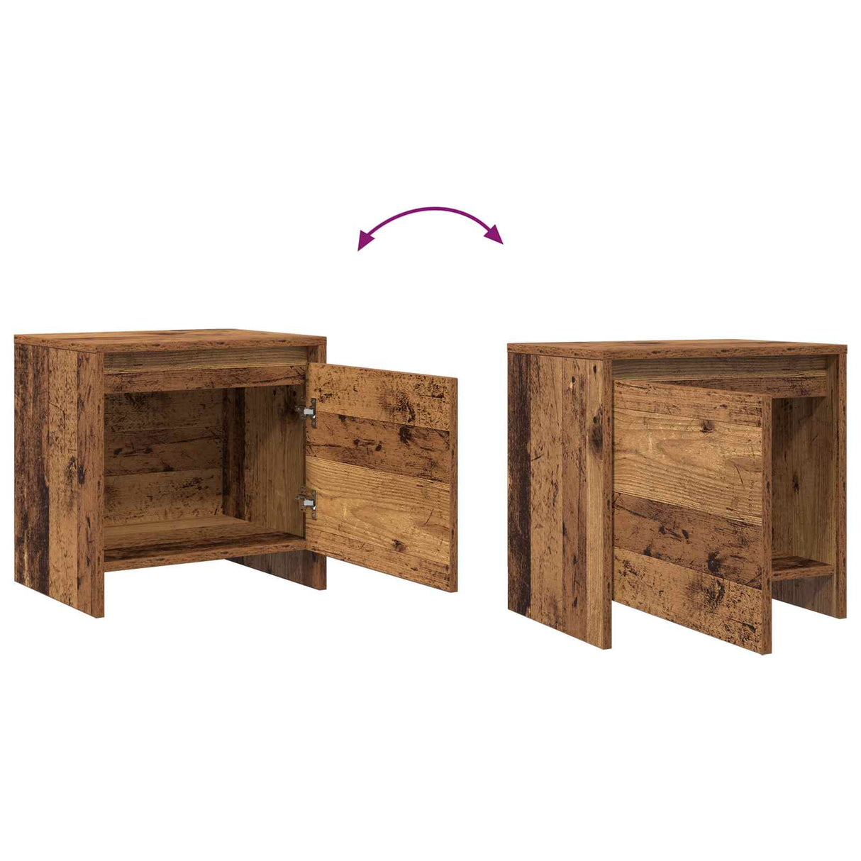 vidaXL Nachtkastje Oudhout 45 x 34 x 44,5 cm Bewerkt hout