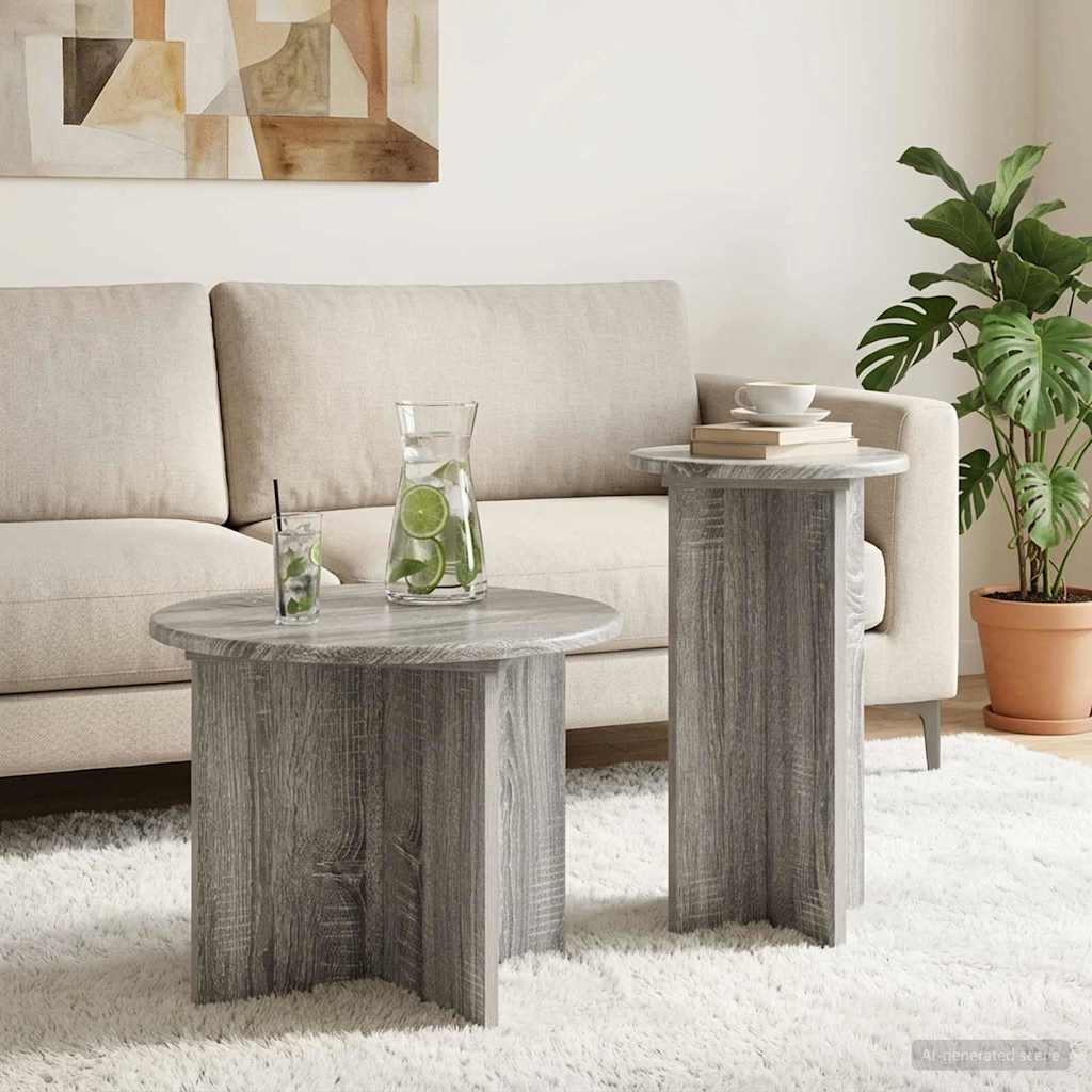 vidaXL Bijzettafelset met opslag 2 pcs Wit Bewerkt hout