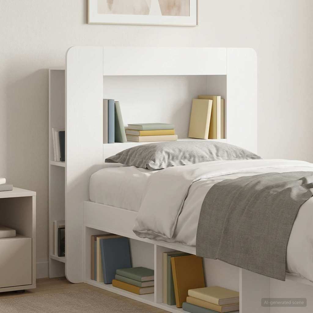 vidaXL Headboard Cabinet with Storage White Engineered Wood