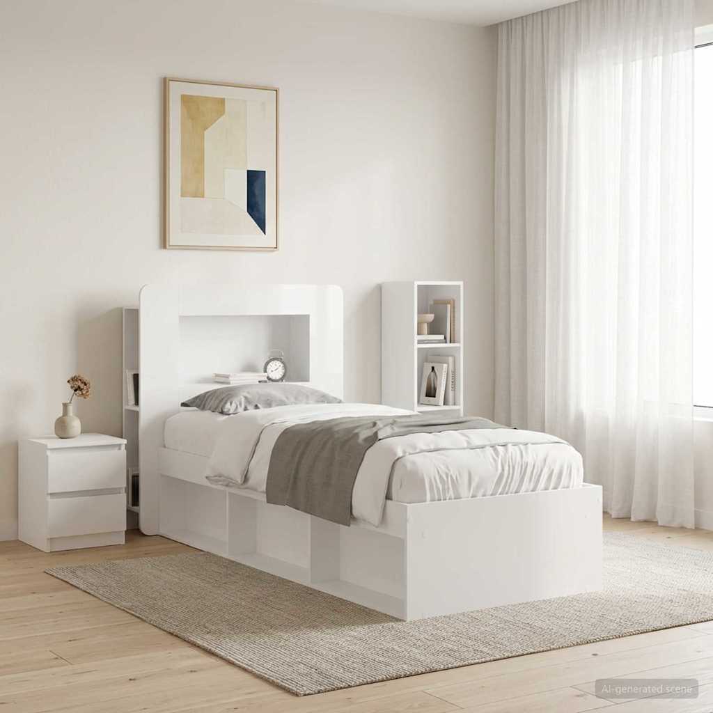 vidaXL Headboard Cabinet with Storage White Engineered Wood
