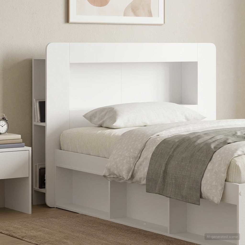 vidaXL Headboard Cabinet with Storage White Engineered Wood
