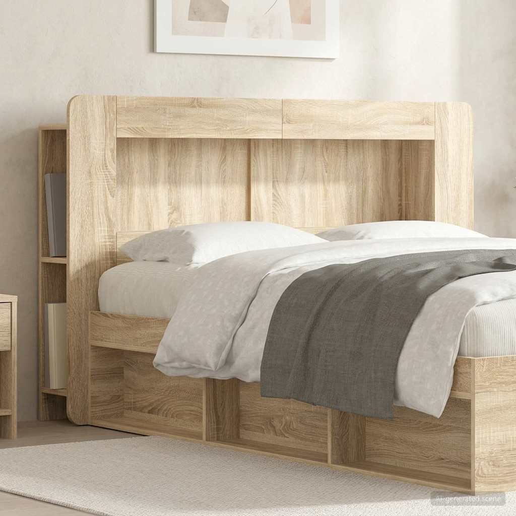 vidaXL Headboard Cabinet with Storage White Engineered Wood