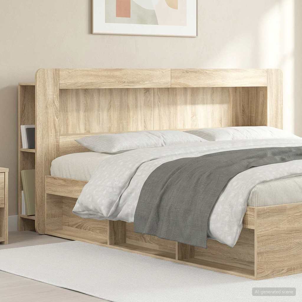 vidaXL Headboard Cabinet with Storage White Engineered Wood