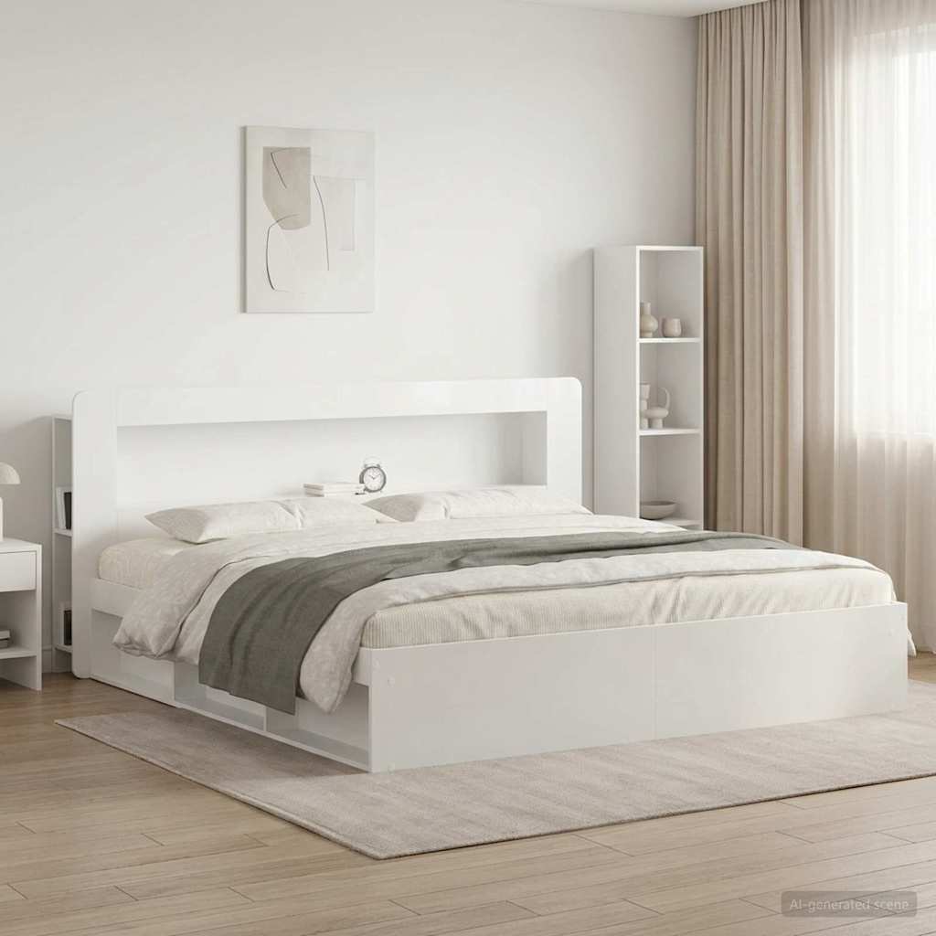 vidaXL Headboard Cabinet with Storage White Engineered Wood
