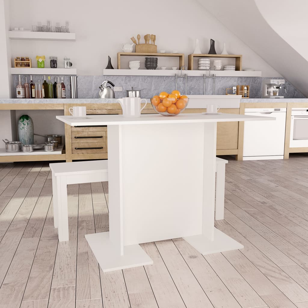vidaXL Dining Table 110x60x75 cm Engineered Wood White