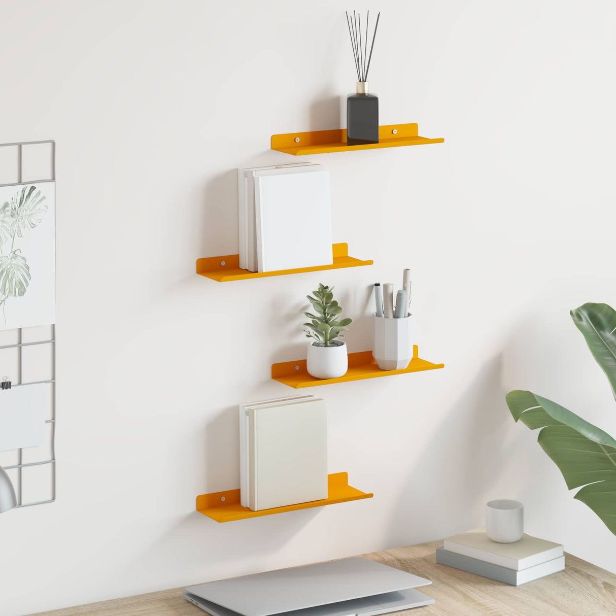 vidaXL Wandplank met plank Wandgemonteerd 3 pcs Zwart 80 x 9 x 2.5 cm