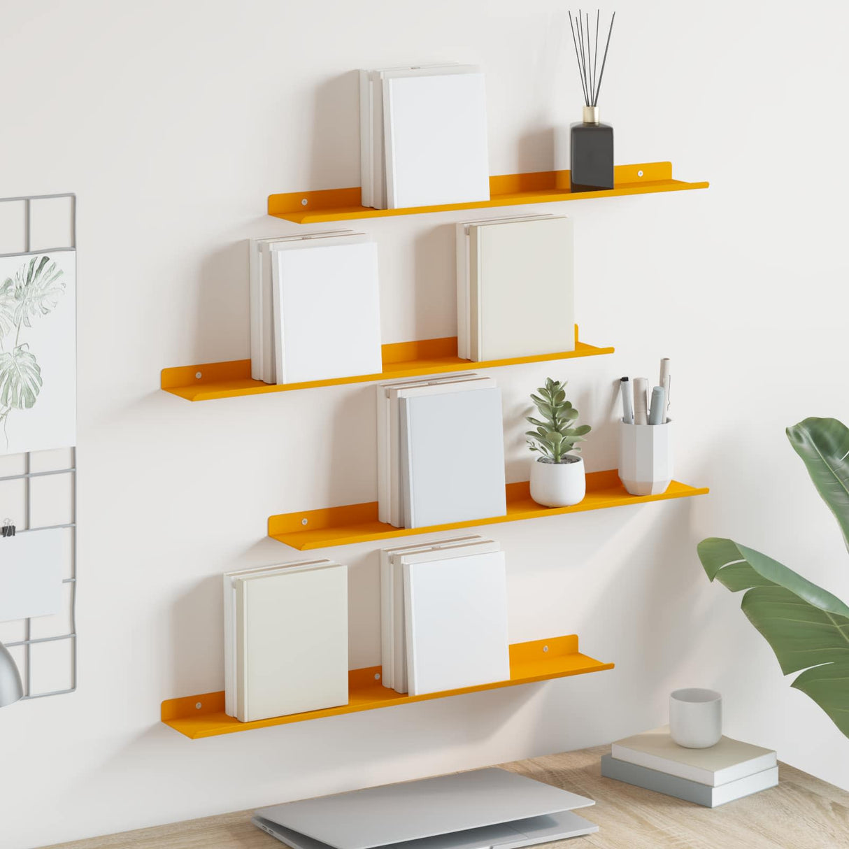 vidaXL Wandplank met plank Wandgemonteerd 3 pcs Zwart 80 x 9 x 2.5 cm