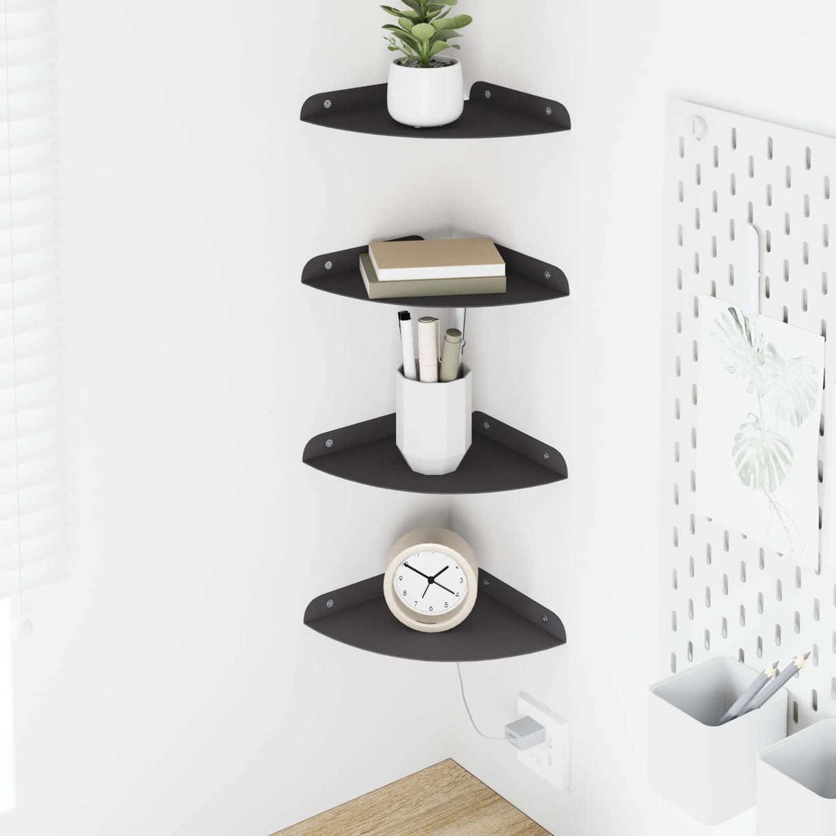 vidaXL Floating Shelf with Storage 2 pcs Black 15 x 15 x 2 cm