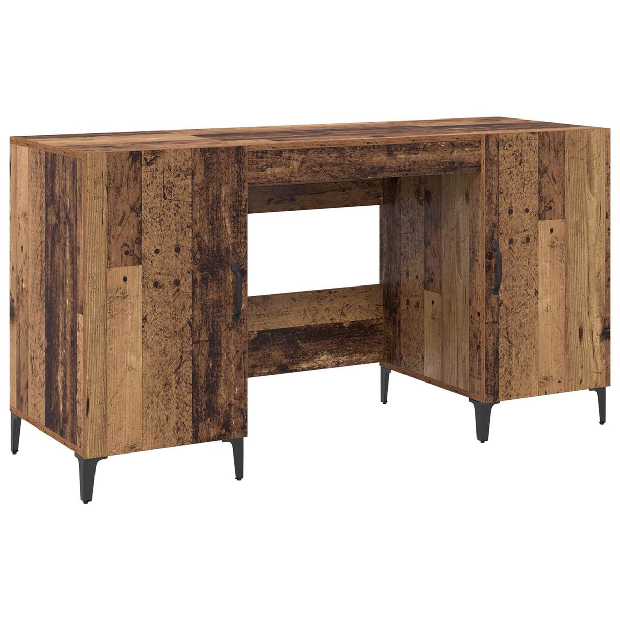 vidaXL Bureau met opslag Oudhout 140 x 50 x 75 cm Bewerkt hout