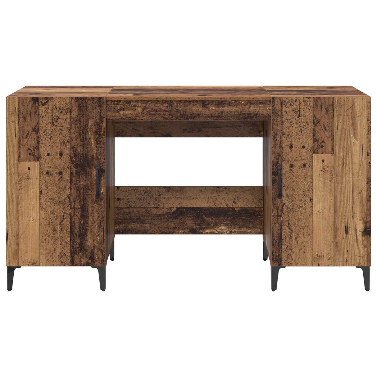 vidaXL Bureau met opslag Oudhout 140 x 50 x 75 cm Bewerkt hout