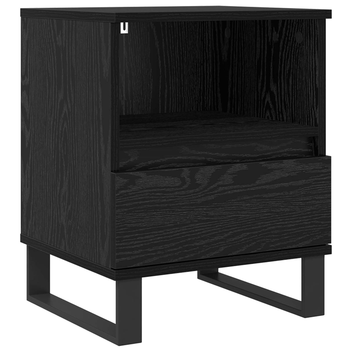 vidaXL Bedside Cabinet with Drawer Black Oak 40x35x50 cm Engineered Wood
