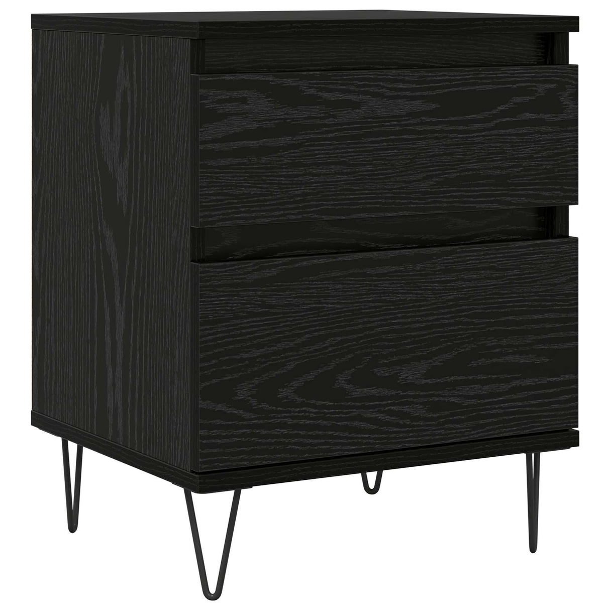 vidaXL Bedkast met lade Zwart Eiken 40 x 35 x 50 cm Bewerkt hout