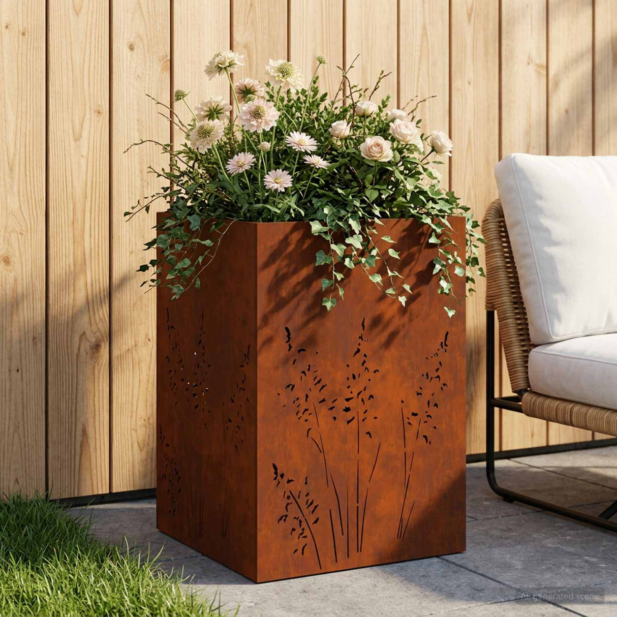 vidaXL Planter Olive Green 50 x 50 x 75 cm Cold-rolled steel