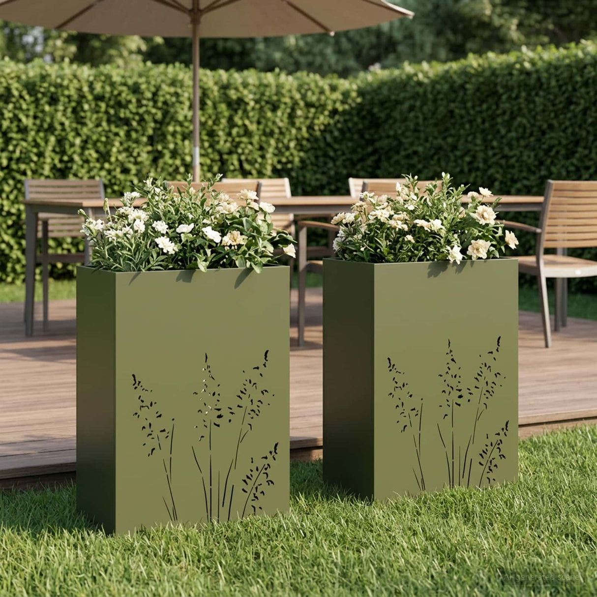 vidaXL Planter Olive Green 50 x 50 x 75 cm Cold-rolled steel